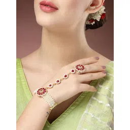 NVR Women Brass Gold-Plated Ring Bracelet-picture-41