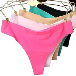 nyamah sales Nyamah alesWomen's Cotton Seamless Anti Bacterial Thong Low Rise Sexy Solid G-String Thong Bikini T-String Sexy Lingerie Panties Briefs Pack of -3 image 1
