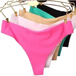 nyamah sales Women No Show Panty Seamless Comfortable Underwear Thong Invisible Soft Panties Multicolor (Pack of 3 pcs)-picture-38
