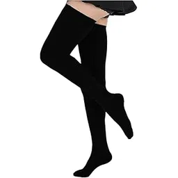 nyamah sales Women Thigh High Socks Extra Long Cotton Knit Warm Thick Tall Long Boot Stockings Leg Warmers (Free Size,1 Pair) (Black)-picture-41