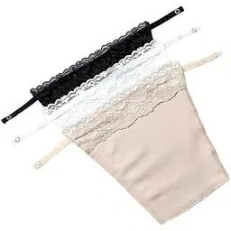 nyamah sales Women's Cotton Clip-on Mock Lace Camisole Cami Secret (Black, White, Beige, Free Size)- Set of 3-picture-18