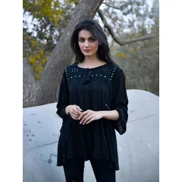 Nyaro Mirror Work Tie-Up Neck Empire Top-picture-19