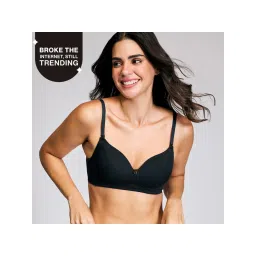 Nykd By Nykaa Iconic Cotton Low Back Padded Non-Wired 3/4th Coverage T-shirt Bra NYB252 Black-picture-13
