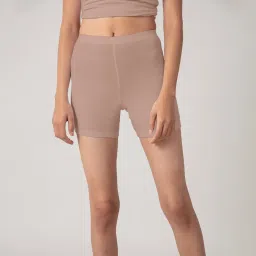 Nykd by Nykaa Stretch Cotton Cycling Shorts - Mahogany Rose NYP083 image 1
