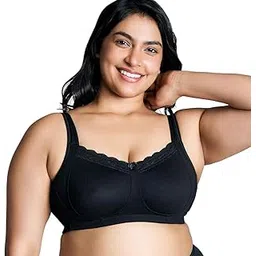 nykd (NYB190 Cotton Non Padded & Non Wired Everyday Lace Bra for Women | Full Coverage Bra with Super Soft Wide & Thick Straps - Black-picture-53