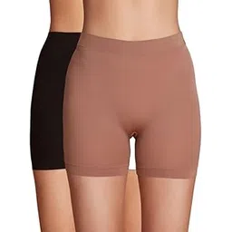 NYKD Women's Nylon Everyday Comfy Invisible Fit: Cotton Stretchy Skin Shorties/Underpants Double-Layered Waistband, Seemless, Breathable, Anti Roll-Up,Gym/Workout/Outdoor Shorts-Nyp357-picture-17