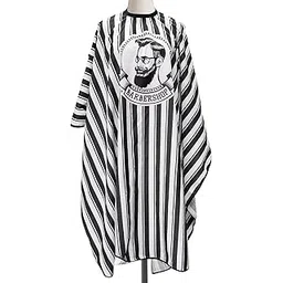 Nylon Stripes Pattern Waterproof Barber Apron with Adjustable Snap Closure for Hair Cutting Hair Styling Salon Cape (Size: 64x56 Inch, Black-White, Pack of 1)-picture-40