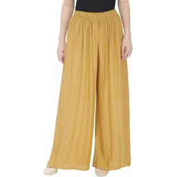 nypa Women Flared Gold Cotton Blend Trousers-picture-25