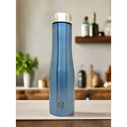 Nyra Kitchenware Blue & Grey Single Stainless Steel Solid Single Wall Vacuum Water Bottle-picture-34
