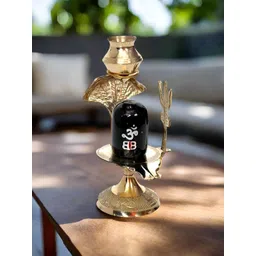 Nyra Kitchenware Gold Toned & Black Lord Mahadev Shivling Statue Showpiece-picture-15