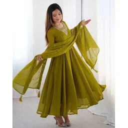 nyrika Women Embroidered Anarkali Kurta with Pants & Dupatta-picture-17