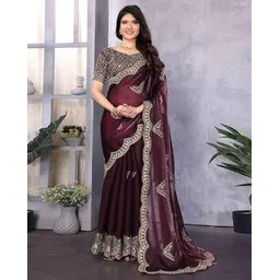 nyrika Women Embroidered Saree with Contrast Border-picture-34