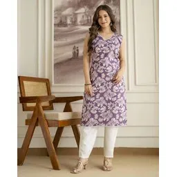 nyrika Women Floral Print A-Line Kurti with Sleeveless-picture-22