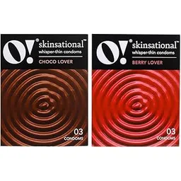 O! Skinsational Whisper-Thin Flavored Condoms | Ultra-thin for Natural Skin to Skin Feeling | Combo of Berry Lover & Choco Lover (3 Count in Each Pack x Pack of 2)-picture-28