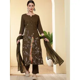 Oash Ethnic Motifs Embroidered Kurta With Trousers & Dupatta-picture-40