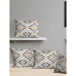 OASIS  Black & Brown 5 Pieces  Geometric Cotton Square Cushion Covers-picture-17