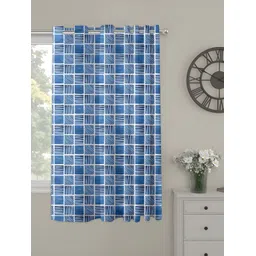 OASIS Blue & White Abstract Printed Window Curtain-picture-32