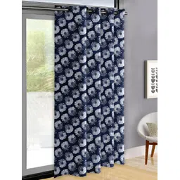 OASIS Blue & White Geometric Door Curtain-picture-12