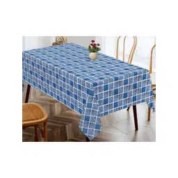 OASIS Blue & White Geometric Printed Cotton Rectangular Shaped 4 Seater Table Cover-picture-13