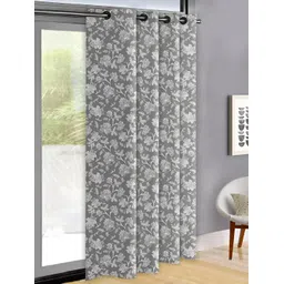 OASIS Grey & White Floral Door Curtain-picture-30