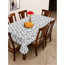 OASIS Grey & White Floral Printed Cotton 6-Seater Table Cover-picture-25