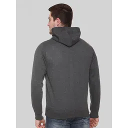 Obaan Men Charcoal Solid Hooded Sweatshirt image 4