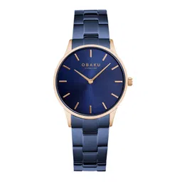 Obaku Women Blue Brass Dial & Rose Gold Toned Straps Analogue Watch V247LXVLSL-picture-28