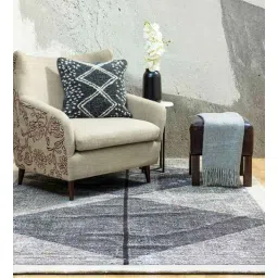 obeetee Beige Microfibre Geometric 5 x 7 Feet Hand Woven Carpet-picture-19