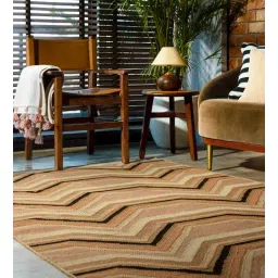 obeetee Beige Wool Geometric 6 x 9 Feet Hand Woven Carpet-picture-21