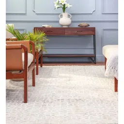 obeetee Silver Microfibre Geometric 4 x 6 Feet Hand Woven Carpet-picture-12