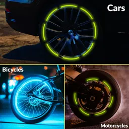 oberoi's traders 20 pcs Reflective Glowing Rim Tape Sticker 8.89mm x 1m for Car Bike Wheel Tyre 8.99 mm x 1 m MULTICOLOR Reflective Tape image 5