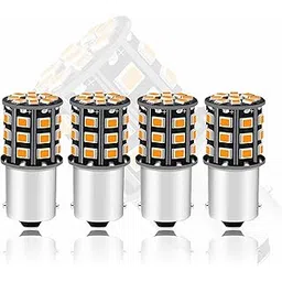 OBEROI'S TRADERS Super Bright Universal 360° Reflecting LED Indicator Bulbs Set of 4 Indicator Light For Bikes And Cars (Cross Pin) Orange-picture-10