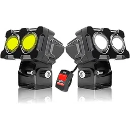 OBEROI'S TRADERS Waterproof LED Fog Light Lens Projector With HD Lens Super Bright Dual Color White | Yellow With High & Low Beam For All Motorbike, Scooty & ATVs-picture-31
