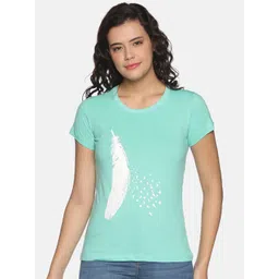 OBOW Women Green Printed Bio Finish Cotton T-shirt-picture-38