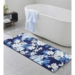 Blue Floral Polyester AntiSkid Bathmat by Obsessions-picture-10
