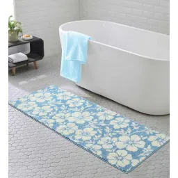 Blue Floral Polyester AntiSkid Bathmat by Obsessions-picture-30