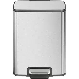 Obsessions EKO 15L Compact Step Trash Can – Metallic Rectangular Pedal Bin with Lid & Removable Inner Basket, Brushed Stainless Steel for Bathroom & Kitchen-picture-23