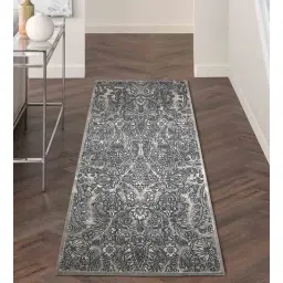 Grey Abstract Polyester 59x24 Inches Machine Made Floor Runner By Obsessions-picture-36