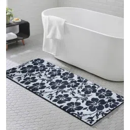 Grey Floral Polyester AntiSkid Bathmat by Obsessions-picture-29