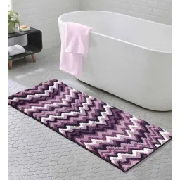 Mauve Zig Zag Polyester AntiSkid Bathmat by Obsessions-picture-40