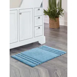 OBSESSIONS Baby Blue Polyester Quick Dry & Anti Skid Bath Mat (Small)-picture-10