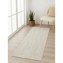 OBSESSIONS Beige Abstract Polyester Bedside Runner Ideal for Bedroom (2.5x5 Feet)-picture-24