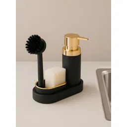 OBSESSIONS Black & Gold-Toned Solid PVC Soap Dispenser-picture-36