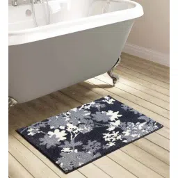 obsessions Black Floral Polyester AntiSkid Bathmat-picture-22