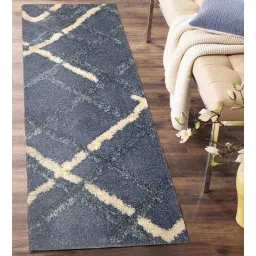 obsessions Blue Abstract Polyester 59x24 Inches Machine Made Floor Runner-picture-21