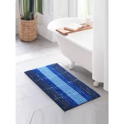 OBSESSIONS Blue Polyester Anti Skid Bath Mat (Small)-picture-18