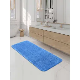OBSESSIONS Blue Polyester Quick Dry & Anti Skid Bath Mat (Large)-picture-11