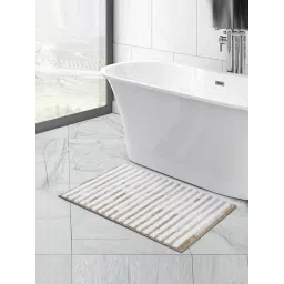OBSESSIONS Camel Polyester Stripes Anti Skid Stripes Bath Mat (Small) image 1