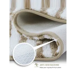 OBSESSIONS Camel Polyester Stripes Anti Skid Stripes Bath Mat (Small) image 3