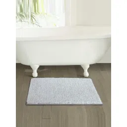 OBSESSIONS Comfort Grey White Polyester Anti Skid Bath Mat (Medium)-picture-44